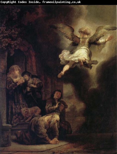 REMBRANDT Harmenszoon van Rijn The Archangel Raphael Taking Leave of the Tobit Family